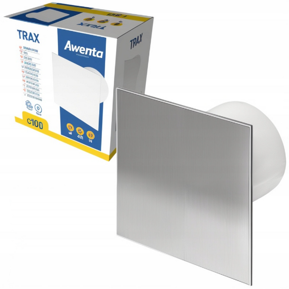 Ventilator de extracție axial metalic Awenta TRAX WTI100 D100 Alb, 3 image