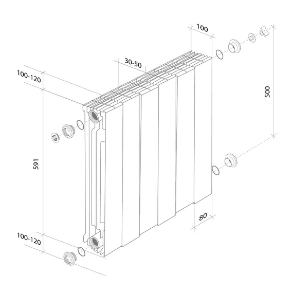 Radiator bimetalic Royal Thermo PianoForte 500 Silver Satin, 4 image