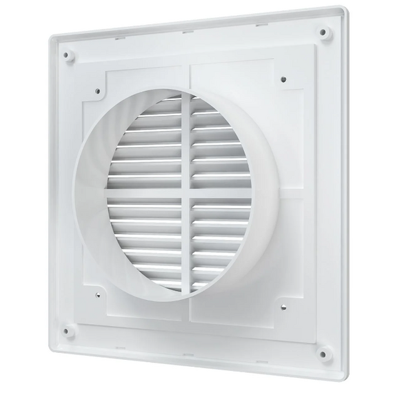 Grilă de ventilație din plastic ABS cu ramă Era 2121R12F 21x21 D125 Alb, 4 image