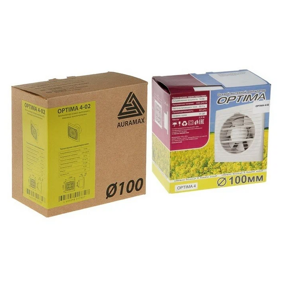 Осевой вытяжной вентилятор с выключателем Auramax Optima 4-02 D100 White, изображение [1] фото