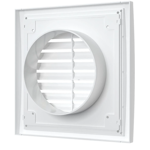 Вытяжная вентиляционная решетка из АБС-пластика с фланцем Era 1515RR10F 15x15 D100 White, изображение [1] фото