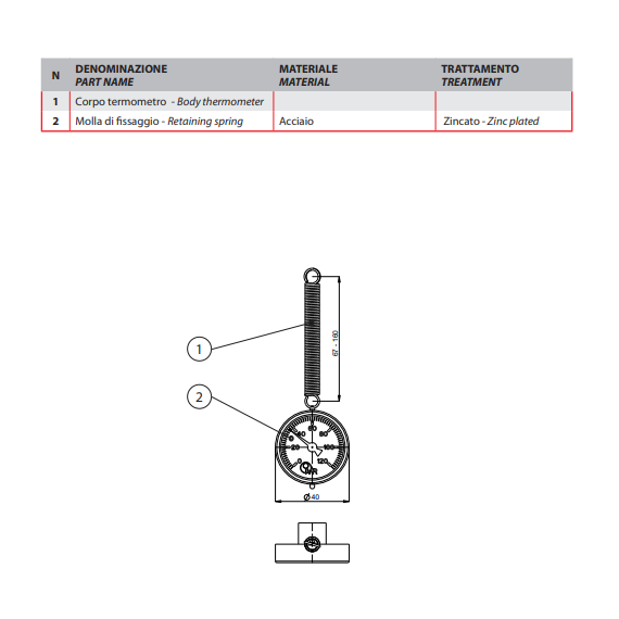 Termometru de contact pentru colectoare d.40 0-120C IVR, 2 image