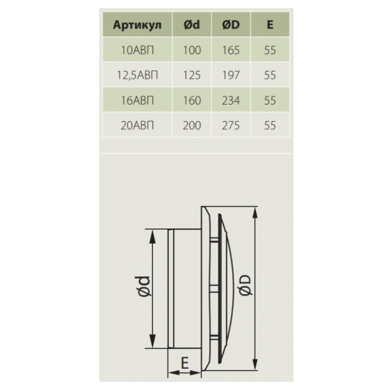 Анемостат вытяжной с фланцем Era 10АВП D100, изображение [1] фото