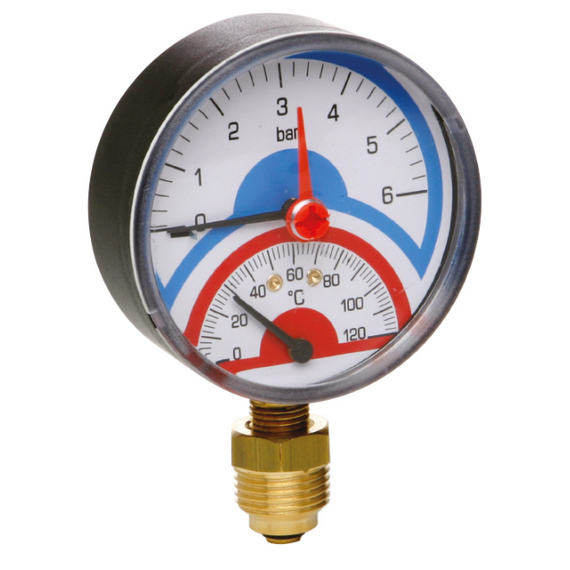 Термоманометр 0-6 Атм. боковой ICMA фото