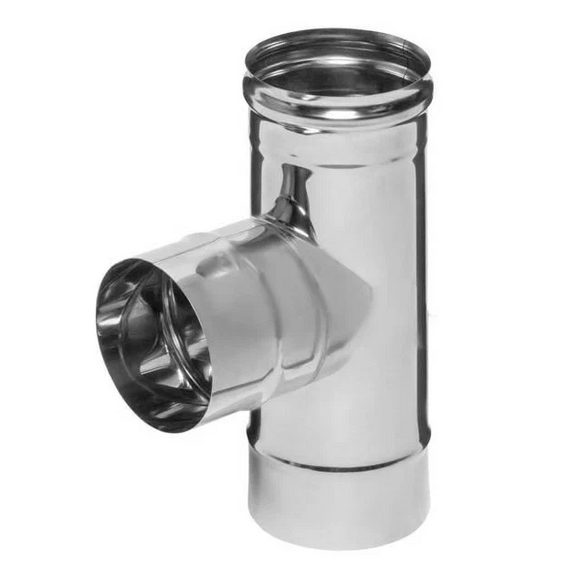 Teu-K la 90° pentru coș de fum cu o singură perețe Ferrum D115 (0,8 mm), 3 image