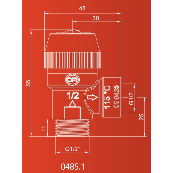 Ventil de siguranță LIGHT 2,5 Bar 1/2 FM OR, 3 image