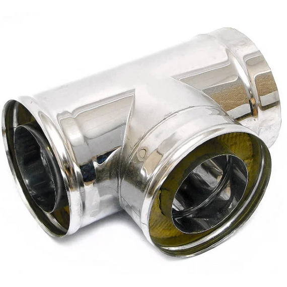 Coș de fum cu triunghi sandwich de 90 ° Ferrum (430 / 0,8) D115х200, 5 image
