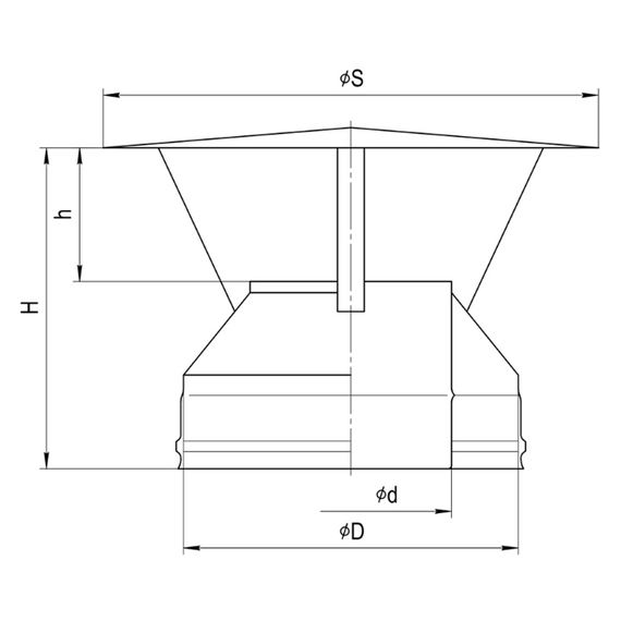 Palarie anti-ploaie pentru coșul de fum Ferrum D130x200 (0,5 mm), 4 image