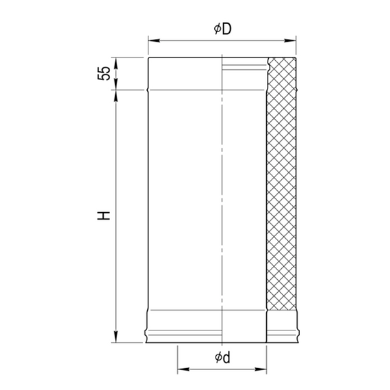 Țeavă dublă perete, 1 m Ferrum (430/0,5) D130x200, 11 image