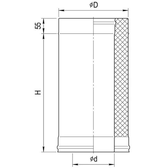 Coș de fum dublu perete sandviș 0,25m Ferrum (430/0,5) D180x280, 8 image