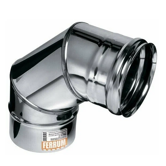 Colț de 90° pentru coș de fum (3 secțiuni) Ferrum D115 (0,5mm)