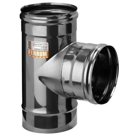 Teu-K la 90° pentru coș de fum cu o singură perețe Ferrum D115 (0,8 mm)