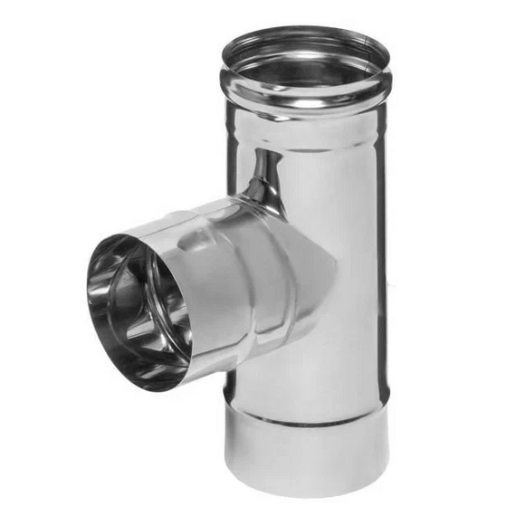 Teu-K la 90° pentru coș de fum cu o singură perețe Ferrum D115 (0,8 mm), 3 image