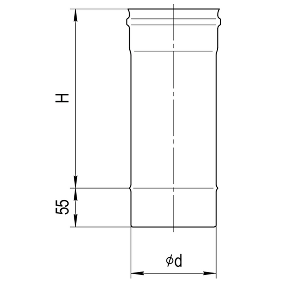 Одностенный дымоход 0,5м Ferrum D150 (0,5мм), изображение [1] фото