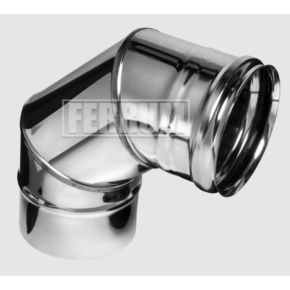 Cot de 90° pentru țeavă de evacuare a fumului (3 secțiuni) Ferrum D150 (0,5 mm), 5 image