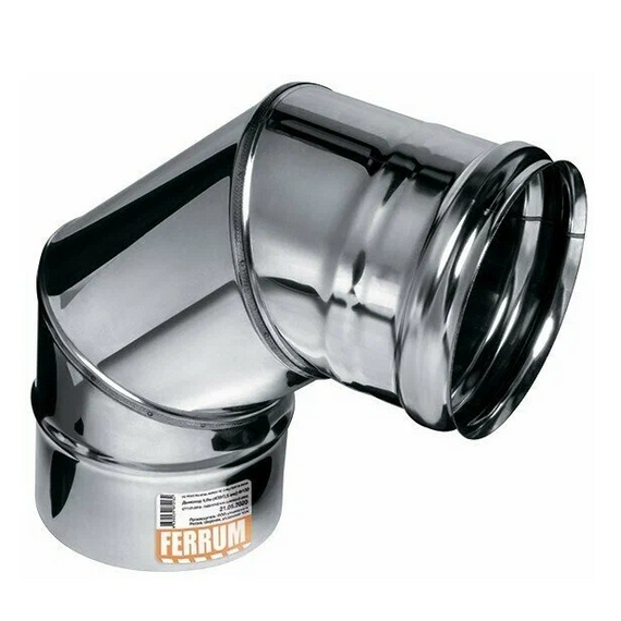 Cot de 90° pentru țeavă de evacuare a fumului (3 secțiuni) Ferrum D150 (0,8 mm)