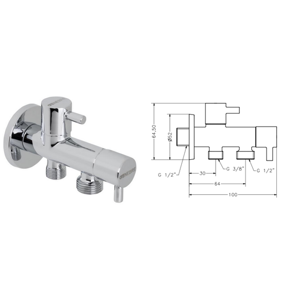Robinet submersibil cu 2 ieșiri 1/2'' x 1/2'' Genebre, 2 image