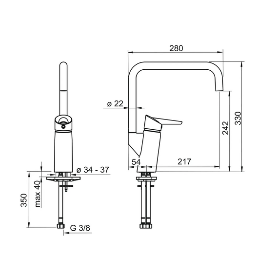 Baterie pentru bucătărie Oras Optima (aerator), 2 image