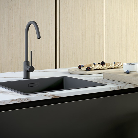 Baterie pentru bucătărie Genebre TAU Black Cold Start (cu gât 350mm), 3 image