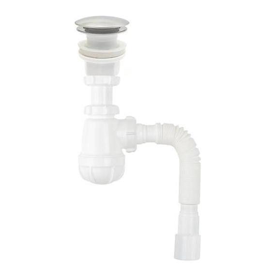 Sifon pentru lavoar 1 1/4 click-clack (supapă de fund cu orificiu de preaplin) trap 40x40/50, Aquant