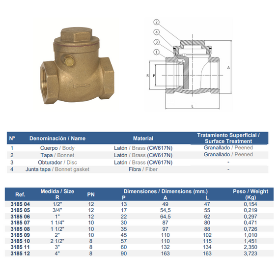 Clapetă de retenție metalică rotativă 1 1/2" Genebre, 2 image