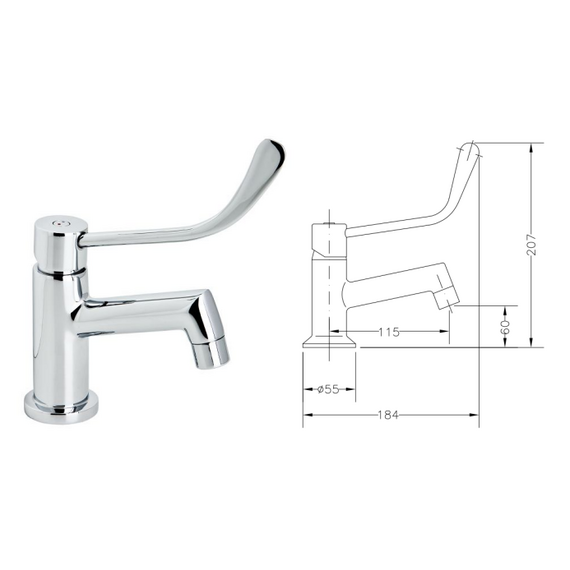 Baterie medicală cu acționare cot Genebre 1/2", 2 image