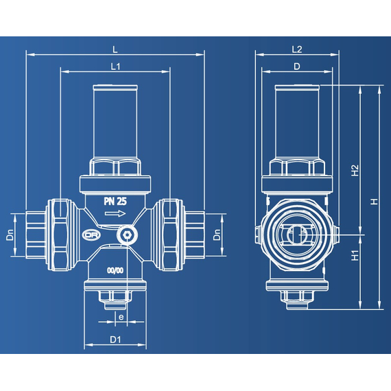 Reductor de presiune tip piston cu conexiune americană PN25 3/4" FF OR, 4 image