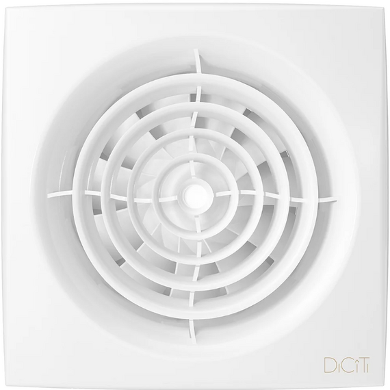 Ventilator de evacuare axial cu clapetă, senzor și temporizator DICITI AURA 4C MRH D100 Alb