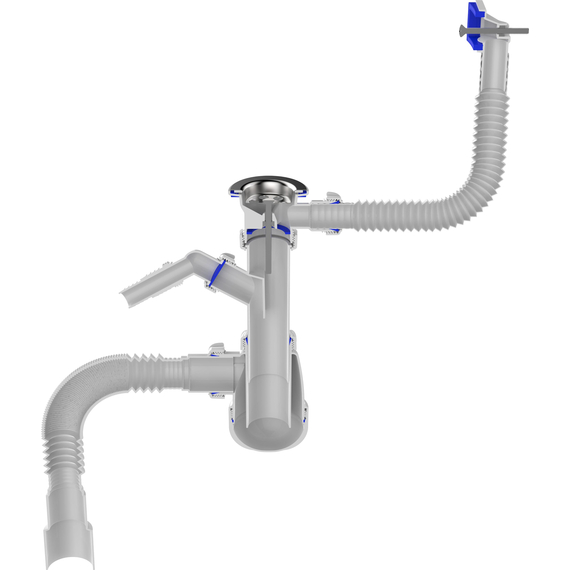 Sifon pentru bucătărie 1 1/2" x 40 cu evacuare pentru mașina de spălat și declansare cu furtun flexibil 40x40/50, Aquant, 6 image