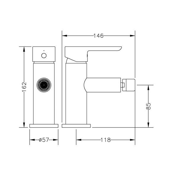 Baterie pentru bideu Genebre Oslo Black (162mm), 2 image