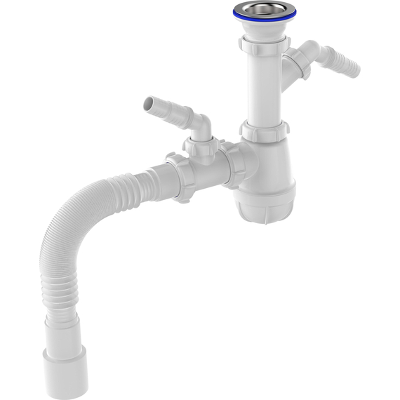 Sifon pentru bucătărie 1 1/2"х40 cu două prelevări și trap 40х40/50, Aquant