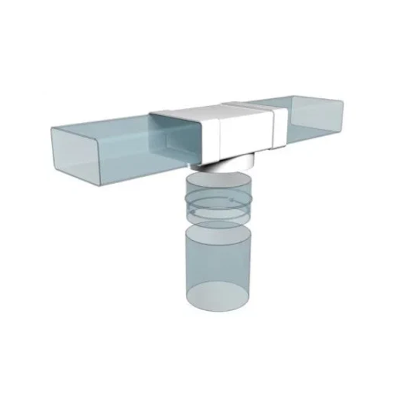 Conector tip T pentru canale plate cu ieșire rotundă Era 612ТФ10П 6х12 D100, 6 image