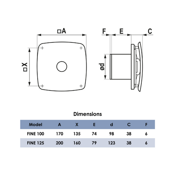 Ventilator de evacuare axial cu supapa VentEurope FINE 125 BD, 6 image