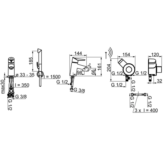 Set de baterie pentru chiuvetă Oras Optima + Smart Bidetta, 4 image