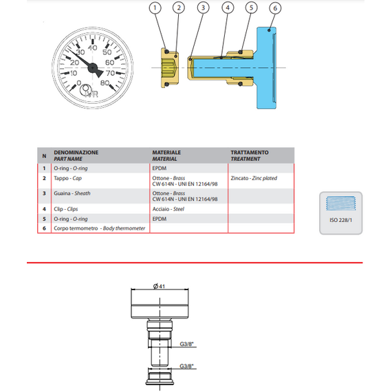 Termometru 3/8'' 0-80C IVR, 2 image
