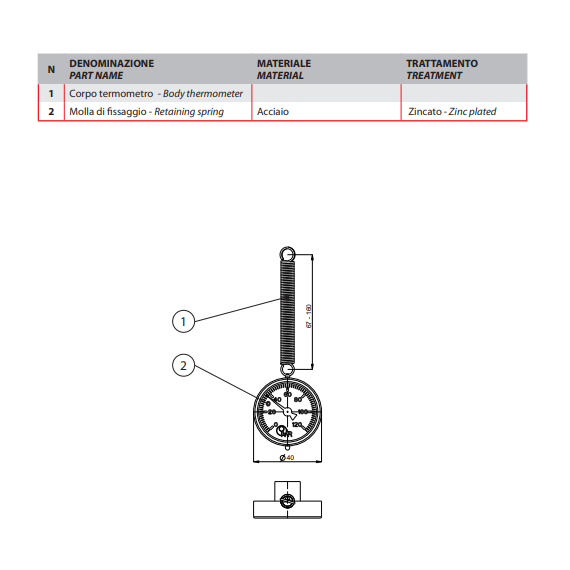 Termometru de contact pentru colectoare d.40 0-120C IVR, 2 image