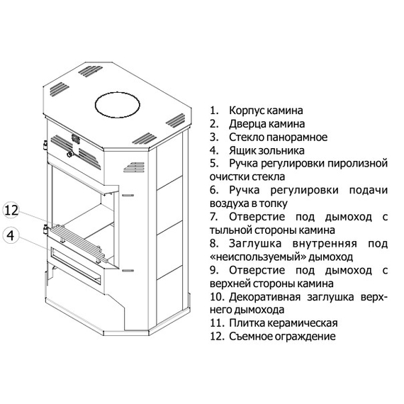 Sobă de încălzire și gătit cu șemineu TEPLODAR Rumba 10 kW, 8 image