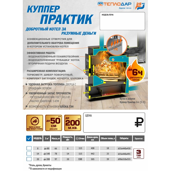 Cazan pe combustibil solid 14 kW TEPLODAR Kupper PRACTIC-14, 5 image