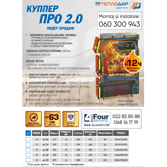 Cazan pe combustibil solid 22 kW TEPLODAR Kupper PRO 22 (2.0), 6 image