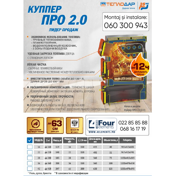 Cazan pe combustibil solid 28 kW TEPLODAR Kupper PRO 28 (2.0), 5 image