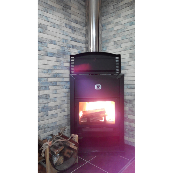 Sobă de încălzire și gătit cu șemineu TEPLODAR OV-120 unghiulară 12 kW, 2 image
