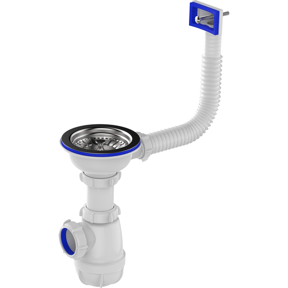 Сифон для мойки сдвоенный 3 1/2" х 40 с круглым переливом с г.т. 40х40/50, Aquant, изображение [1] фото