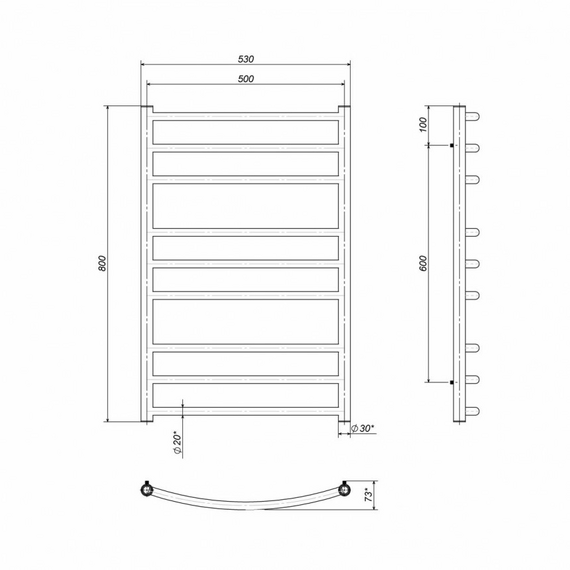 Uscător de prosoape electric Clasic Elite 500x800x9 Deffi, 3 image