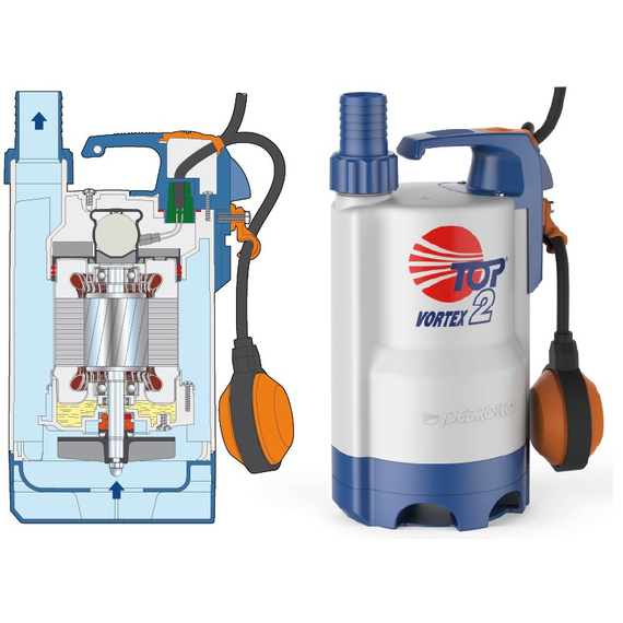 Pompă de drenaj electrică pentru ape uzate Pedrollo TOP-2 Vortex 0,37 kW