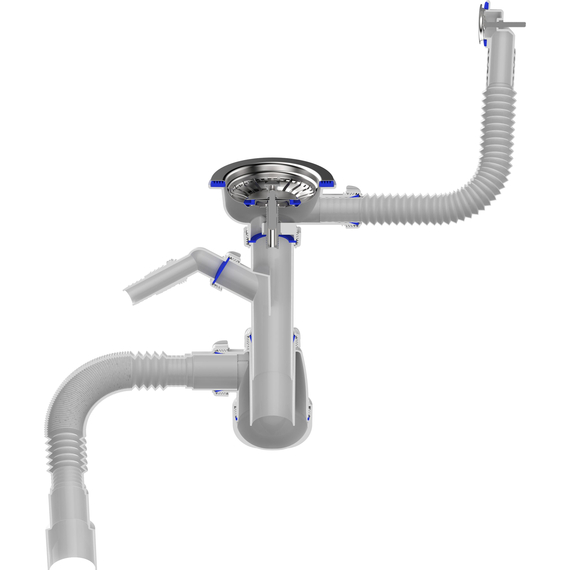 Sifon pentru chiuvetă 3 1/2" x 40 cu evacuare pentru mașină de spălat și preaplin rotund cu țeavă flexibilă 40x40/50 albă, Aquant, 6 image