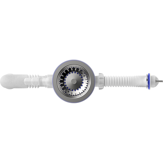 Sifon pentru chiuvetă 3 1/2" x 40 cu evacuare pentru mașină de spălat și preaplin rotund cu țeavă flexibilă 40x40/50 albă, Aquant, 7 image