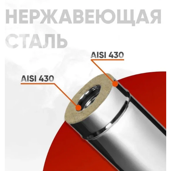 Сэндвич дымоход двустенный 1м Ferrum (430/0,5) D130x200, изображение [1] фото
